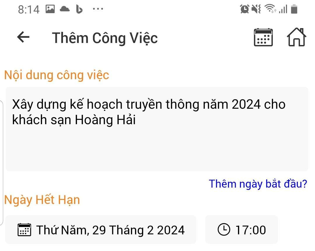 mo ta yeu cau cong viec tren mobile app