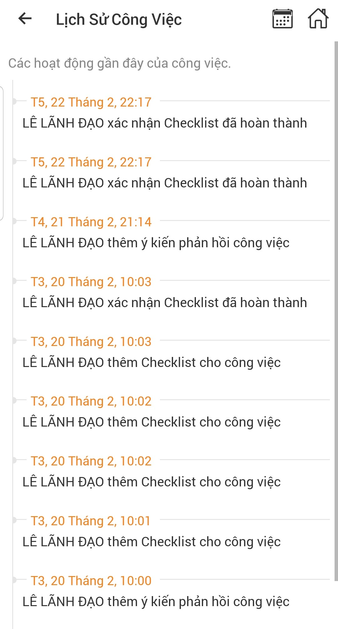 Nhat ky cong viec tren mobile app