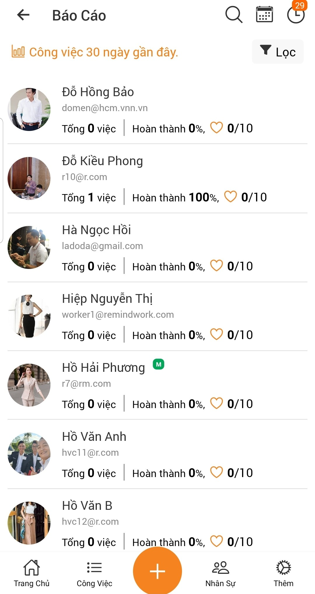 thong ke chat luong hoan thanh cong viec tren mobile app